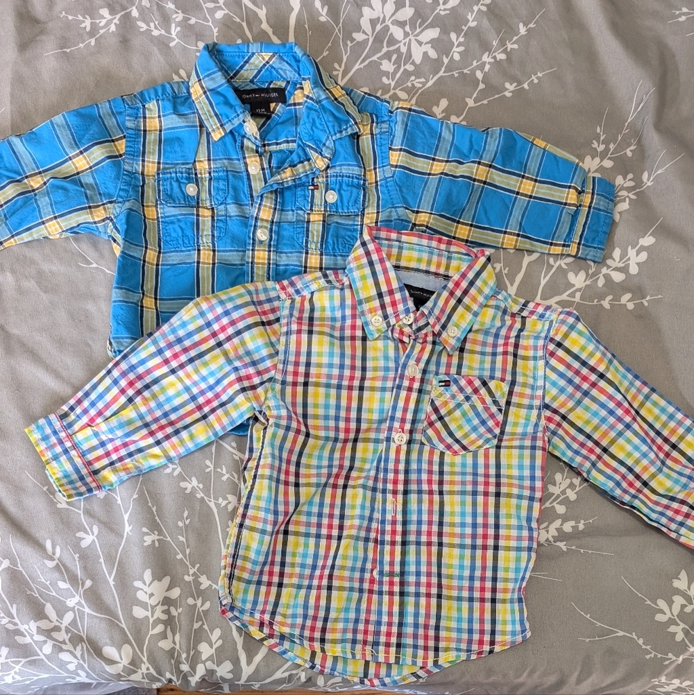EUC Tommy Baby Plaid Button Up Shirts 12M *A21